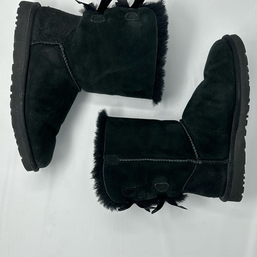 UGG Black Ankle Boots with Fur Trim